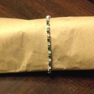 Fake diamond and emerald bracelet